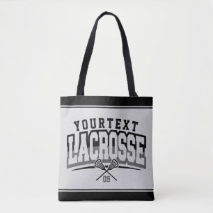 Personalized Lacrosse Player ADD NAME Team Number Tote Bag