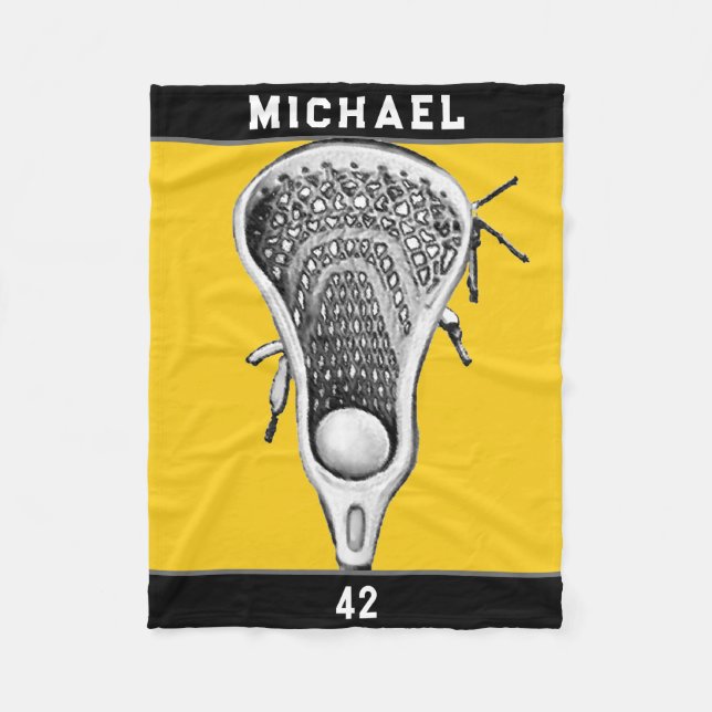 Personalized Lacrosse Player Fleece Blanket (Front)