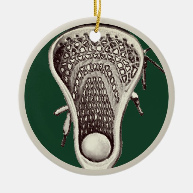Personalized Lacrosse Player Keepsake Ceramic Ornament (Front)