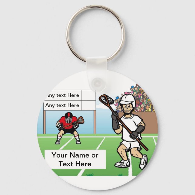 Personalized LaCrosse Player - Male Cartoon Keychain (Front)