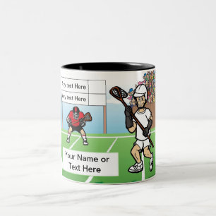 Personalized LaCrosse Player - Male Cartoon Two-Tone Coffee Mug