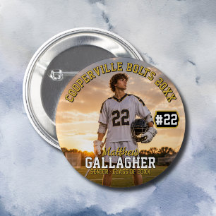 Personalized Lacrosse Player Photo 2 Inch Round Button