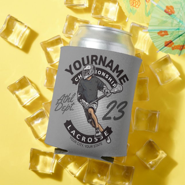 Personalized Lacrosse Player Sports Team Attack  Can Cooler (In Situ Summer)
