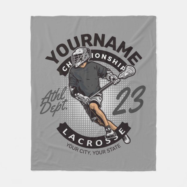Personalized Lacrosse Player Sports Team Attack  Fleece Blanket (Front)