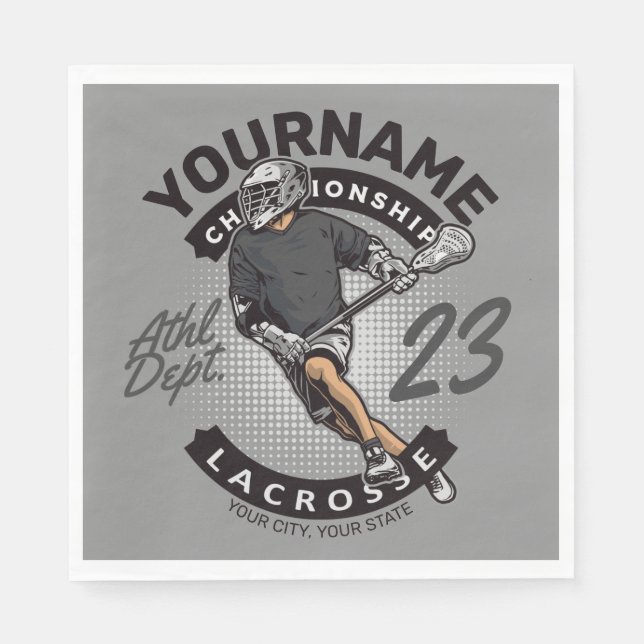 Personalized Lacrosse Player Sports Team Attack  Napkin (Front)