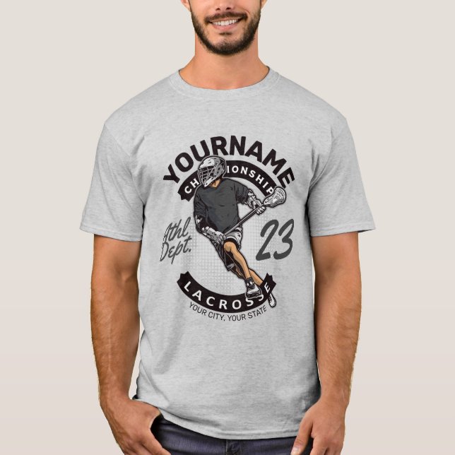 Personalized Lacrosse Player Sports Team Attack  T-Shirt (Front)