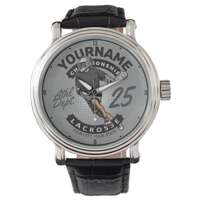 Personalized Lacrosse Player Team Attack Sports Watch (Front)