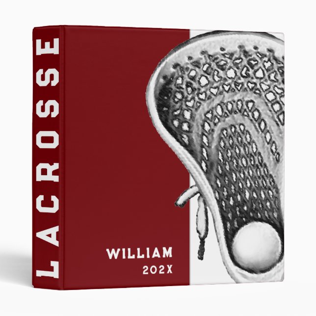 Personalized Lacrosse Sports 3 Ring Binder (Front/Spine)