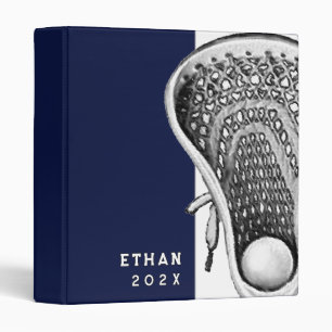 Personalized Lacrosse Sports 3 Ring Binder