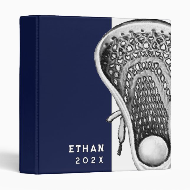 Personalized Lacrosse Sports 3 Ring Binder (Front/Spine)