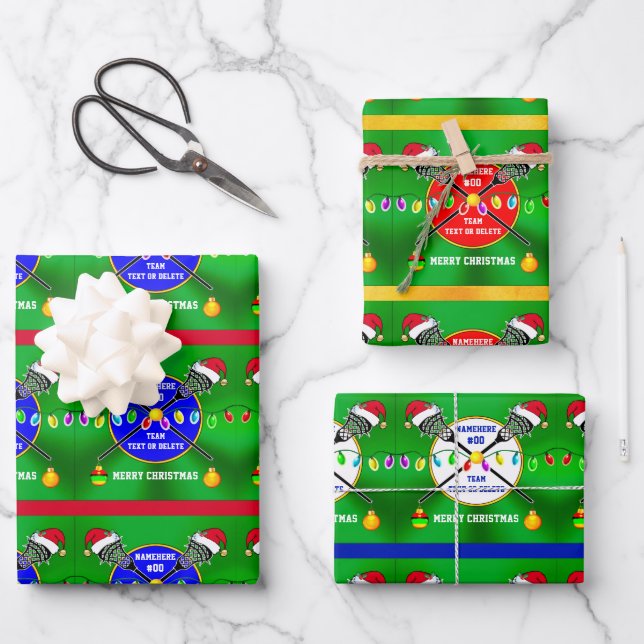 Personalized, LACROSSE Wrapping Paper, Christmas Paper Sheet (Front)