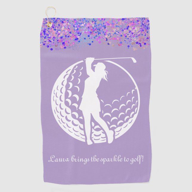 Personalized ladies Glitter Golf Towel (Front)