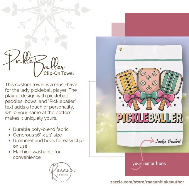  Personalized Ladies' Pickleball Clip-on Towel (Creator Uploaded)