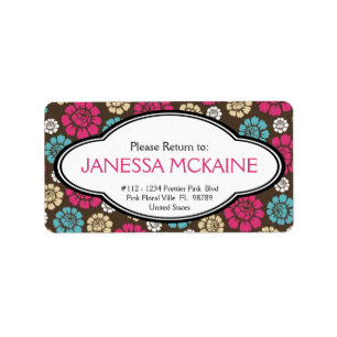 Personalized Ladies Pink Brown Blue Floral Sticker