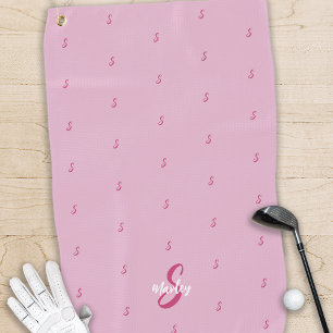 Personalized Ladies Pink Monogrammed Name Initial Golf Towel