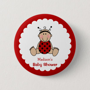 Personalized Lady Bug Baby Shower 2 Inch Round Button