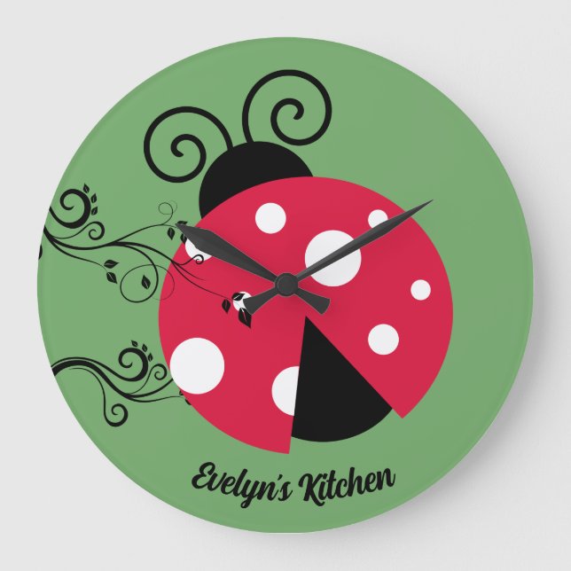 Personalized Lady Bug Kitchen Clock Ladybug (Front)