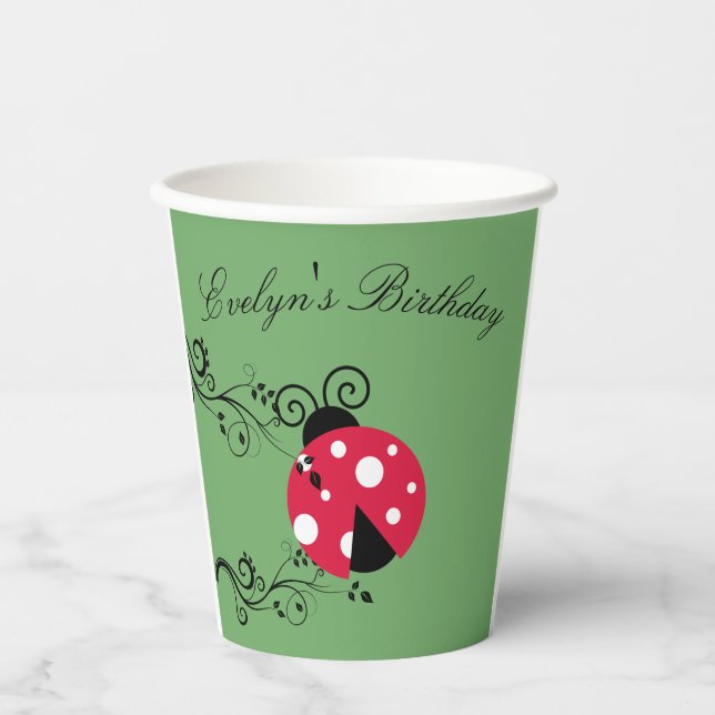 Personalized Lady Bug Paper Cups Birthday Ladybug (Front)