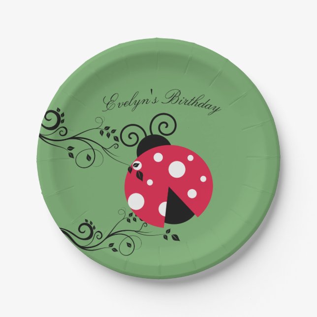 Personalized Lady Bug Paper Plates Ladybug (Front)