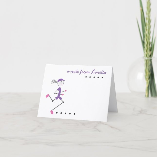Personalized Lady Running Note Card (Front)
