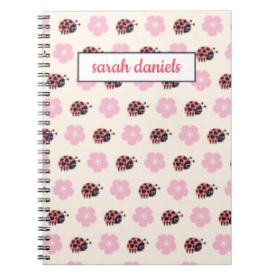 Personalized Ladybug and flower Pattern Notebook
