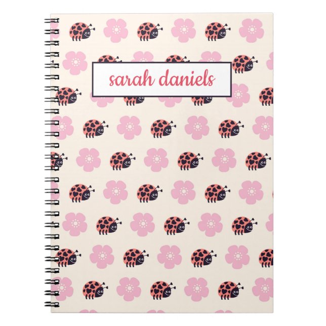 Personalized Ladybug and flower Pattern Notebook (Front)