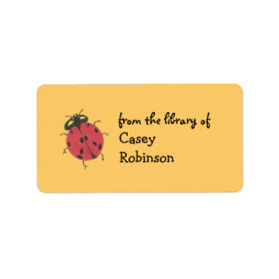 Personalized ladybug bookplate label