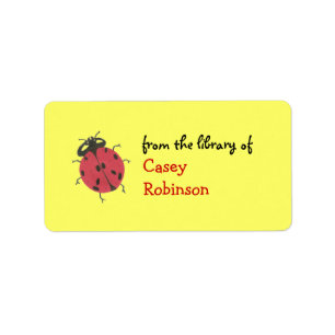 Personalized ladybug bookplate - yellow label