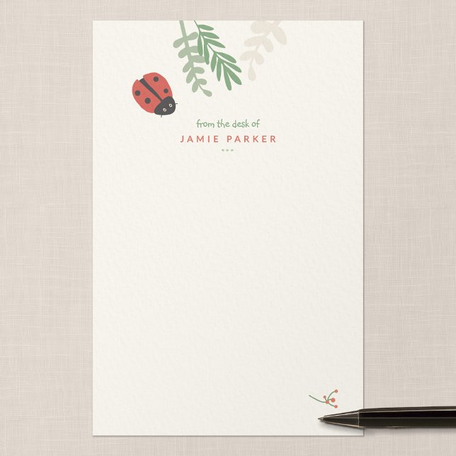Personalized Ladybug Kids Writing Paper (Ladybird Meadow - Half-Letter Personalized Writing Paper)