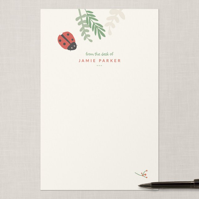 Personalized Ladybug Kids Writing Paper (Ladybird Meadow - Half-Letter Ladybug Personalized Writing Paper)