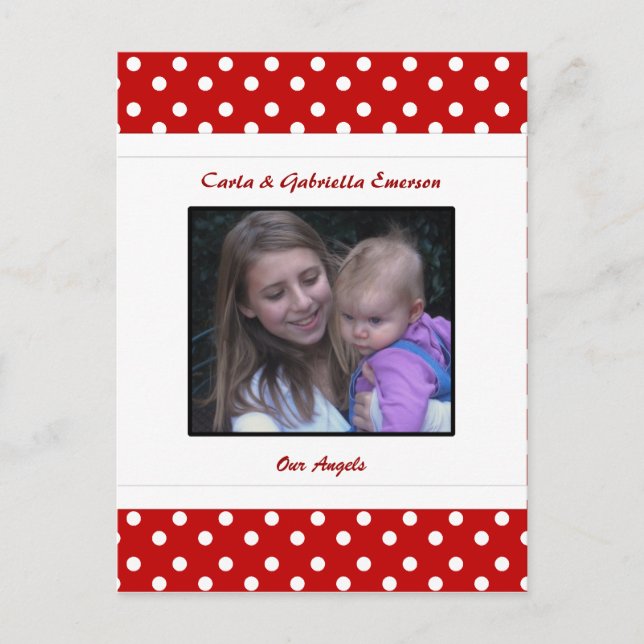 Personalized Ladybug & Polka Dot  Postcard (Front)