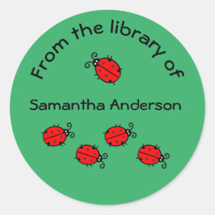 Personalized Ladybug Sticker Bookplate
