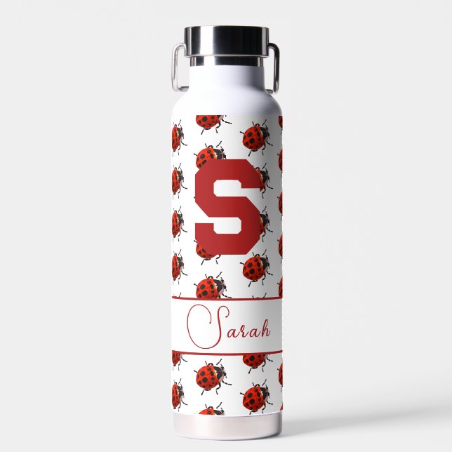 Personalized Ladybug Themed Water Bottle (Front)