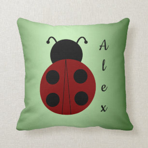 Personalized ladybug throw pillow
