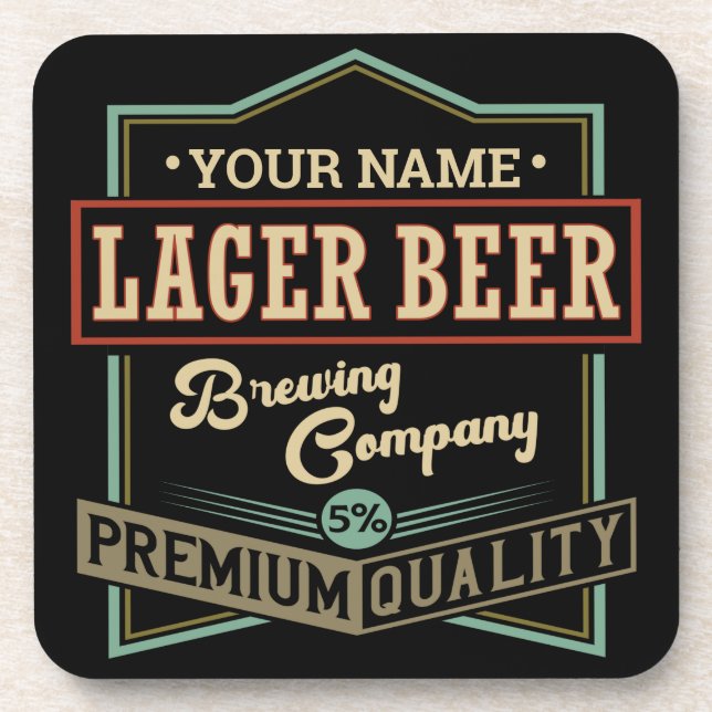 Personalized Lager Beer Brewing Co Label Bar Pub   Coaster (Front)