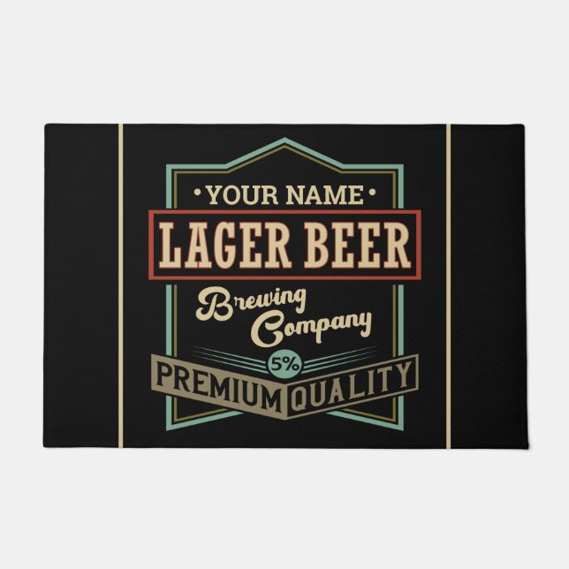 Personalized Lager Beer Brewing Co Label Bar Pub   Doormat (Front)