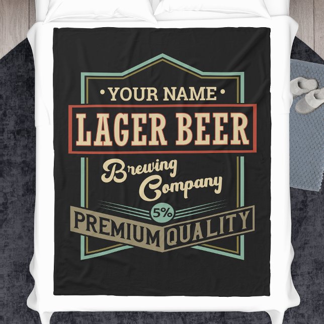 Personalized Lager Beer Brewing Co Label Bar Pub Fleece Blanket (Creator Uploaded)