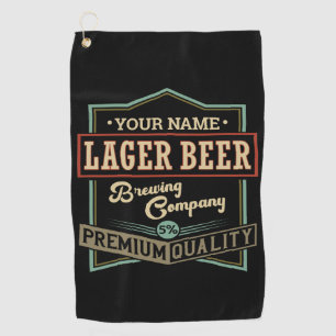 Personalized Lager Beer Brewing Co Label Bar Pub Golf Towel