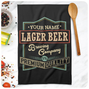 Personalized Lager Beer Brewing Co Label Bar Pub  Kitchen Towel