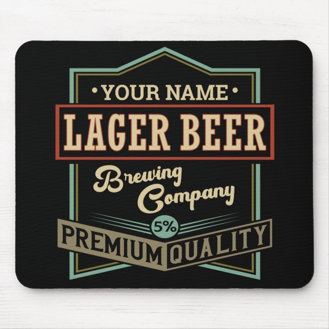 Personalized Lager Beer Brewing Co Label Bar Pub   Mouse Pad (Front)
