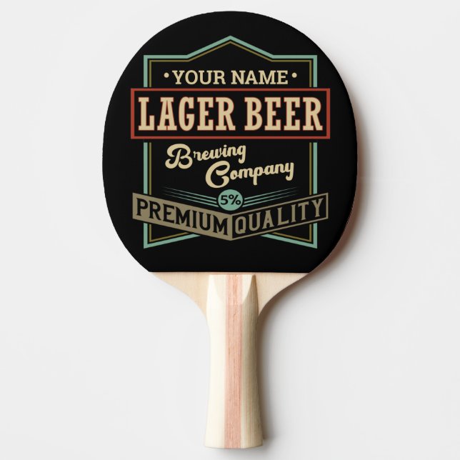 Personalized Lager Beer Brewing Co Label Bar Pub  Ping Pong Paddle (Front)