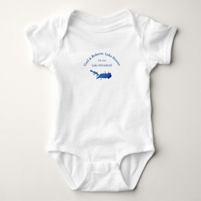 Personalized Lake Arrowhead map date established Baby Bodysuit (Front)