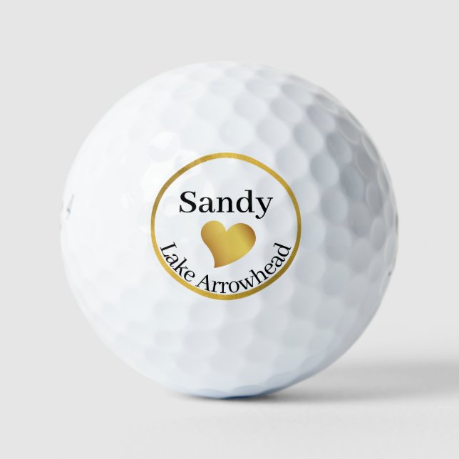 Personalized Lake Arrowhead Map Golf balls (Front)