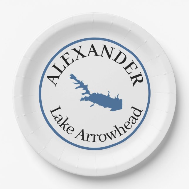 Personalized Lake Arrowhead  Paper Plate (Front)