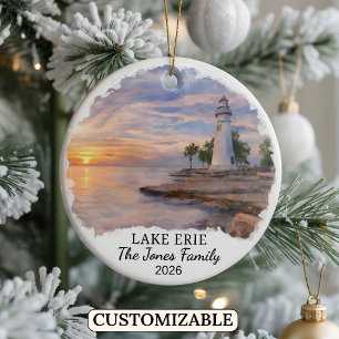 Personalized Lake Erie, Custom Pennsylvania Ceramic Ornament