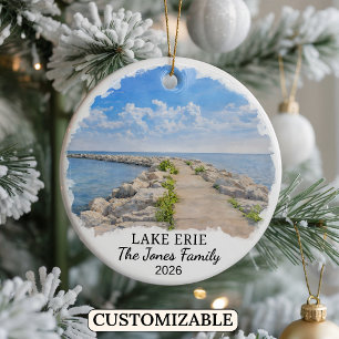 Personalized Lake Erie, Custom Pennsylvania Ceramic Ornament