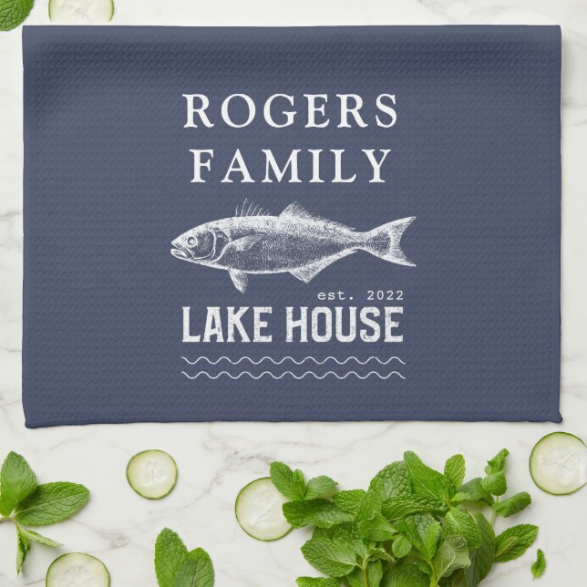 Personalized Lake House Cabin Kitchen Towel (Folded)