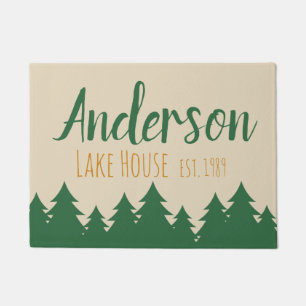 Personalized Lake House & Pine Trees Door Mat