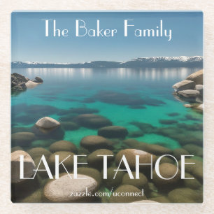 Personalized Lake Tahoe Glass Coaster Family
