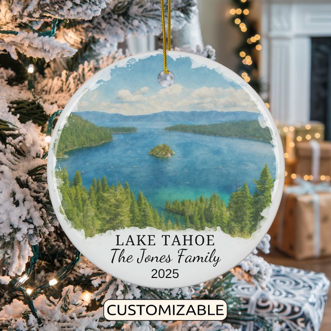 Personalized Lake Tahoe Ornament, California Ceramic Ornament (Creator Uploaded)